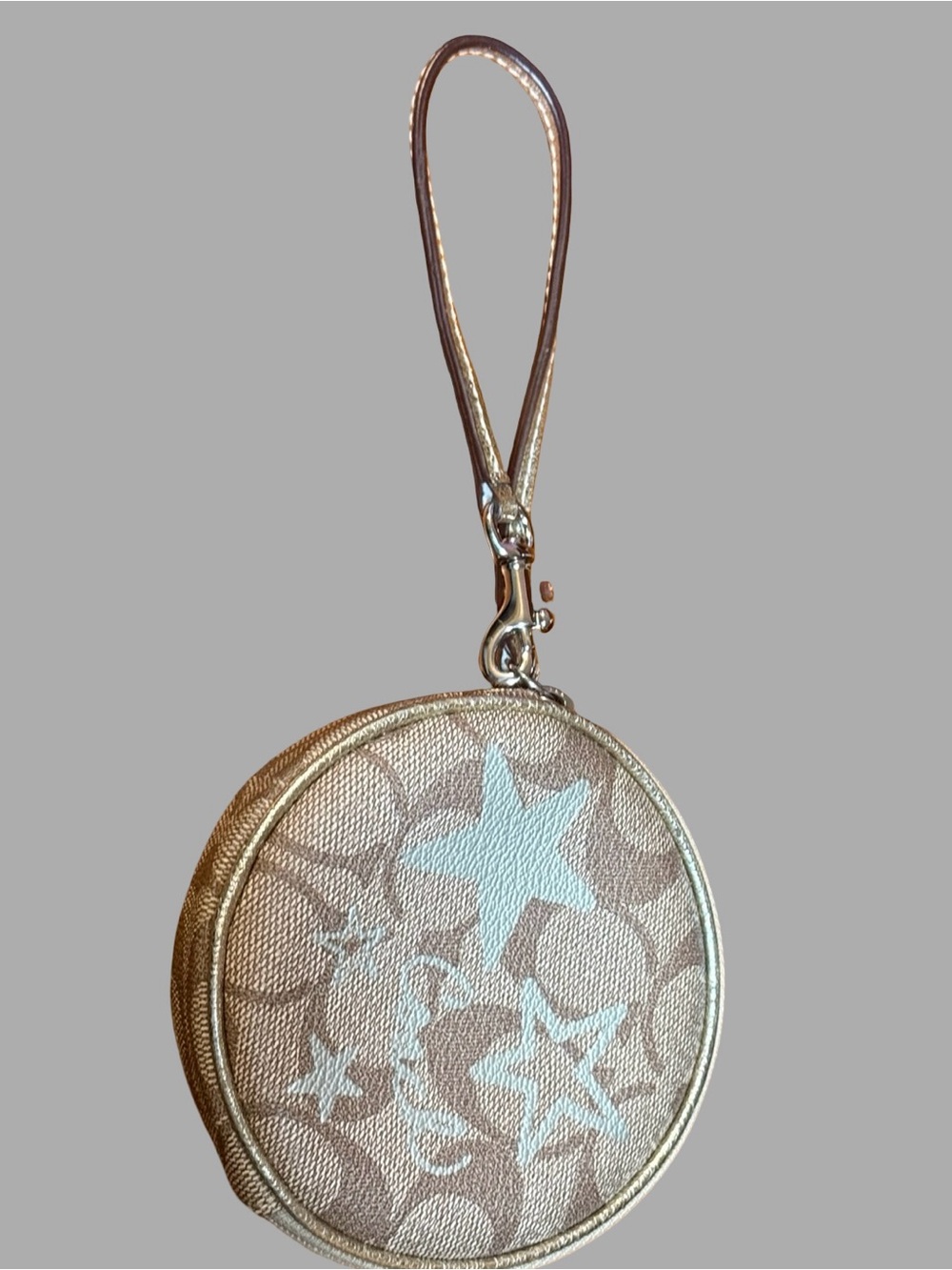 Authentic COACH Heritage Star Round Coin Purse Bag Charm Wristlet
